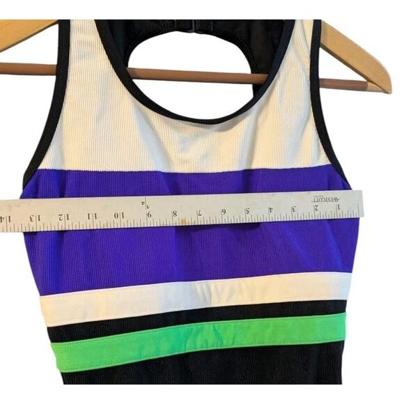 Vintage 80's/90's Concepts Sirena Black/Purple/White One PIece Swimsuit H - Picture 4 of 5